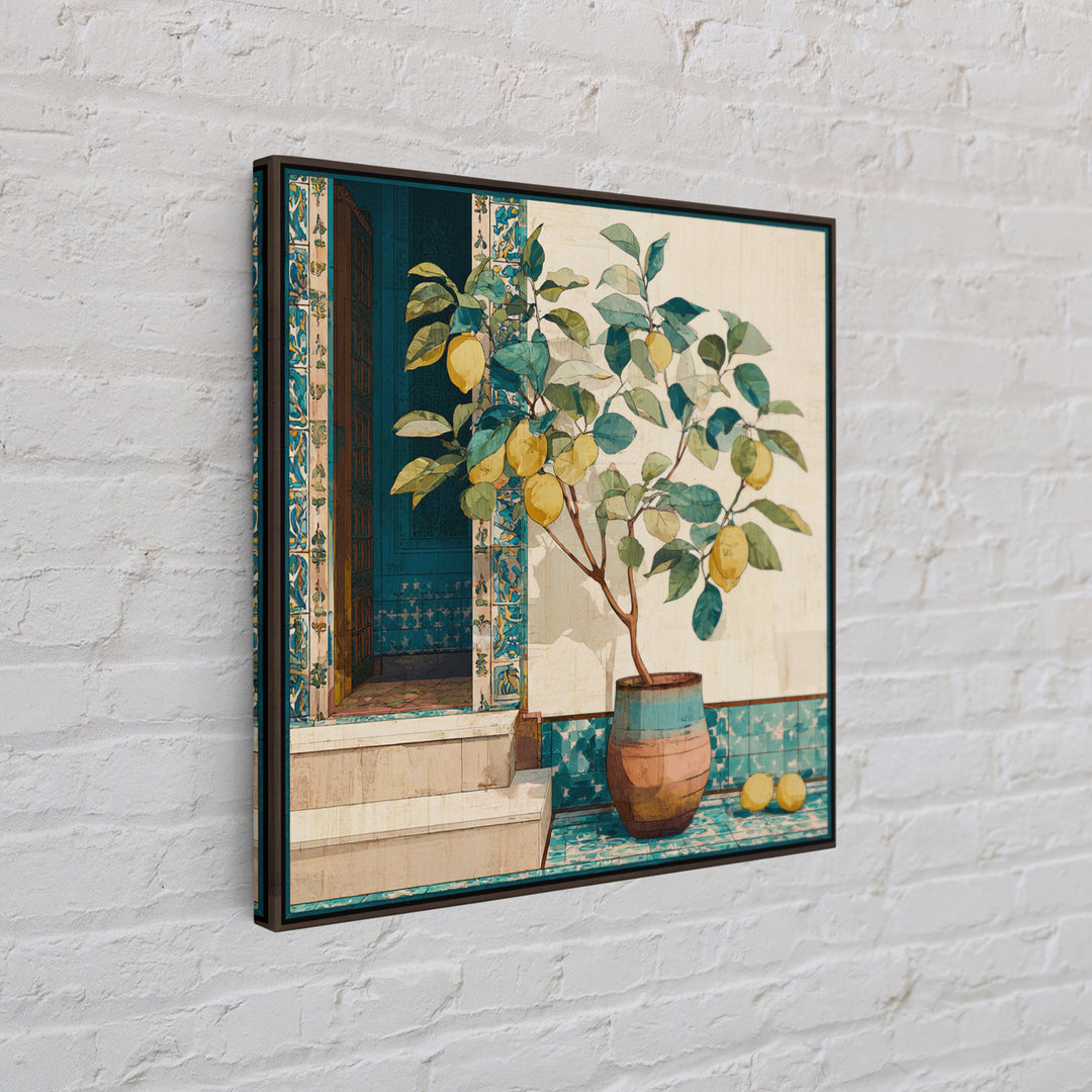 Mediterranean Lemon Branch Still Life Canvas Print, Wall Art, Framed Wall Art, Living Room Decor, Fine Art, Fine Art Print, WAL-1x1-22