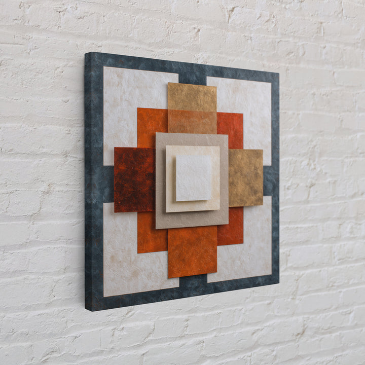 Modern Geometric Composition for Living Spaces Framed Canvas Print, Wall Art, Heart, Living Room Decor, Fine Art, WAL-1x1-28
