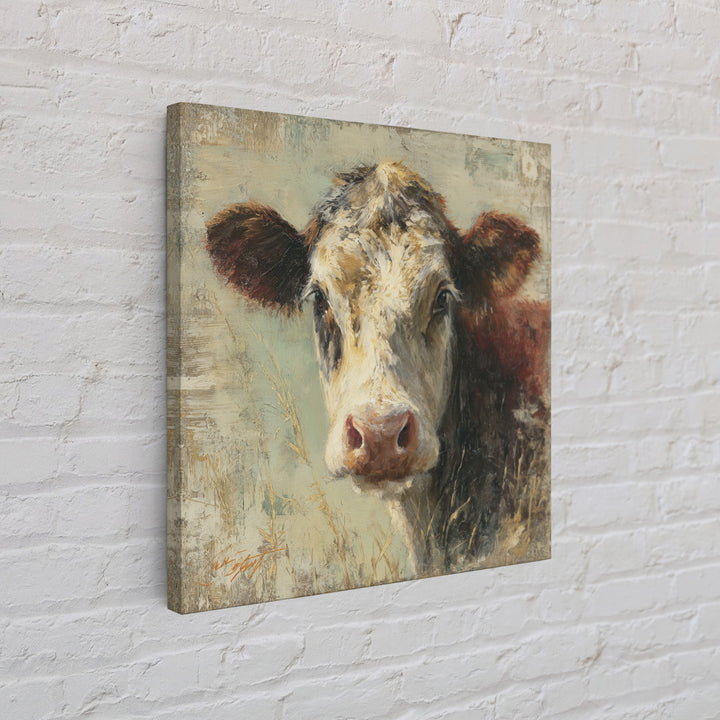 Rustic Farmhouse Cow Portrait Framed Canvas Print, Wall Art, Framed Wall Art, Living Room Decor, Fine Art, Fine Art Print, WAL-1x1-43