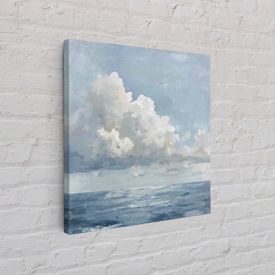 Classic Seascape with Dramatic Clouds Framed Canvas Print, Wall Art, Living Room Decor, Oil Painting, Minimalist Decor, WAL-1x1-51