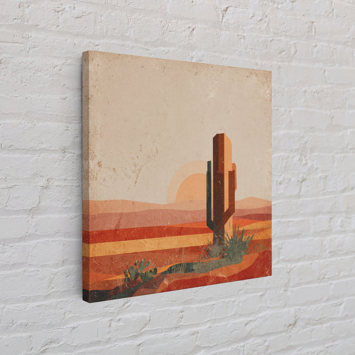 Desert Landscape in Warm Terracotta Tones Framed Canvas Print, Wall Art, Metal Wall Art, Living Room Decor, Oil Painting, WAL-1x1-7