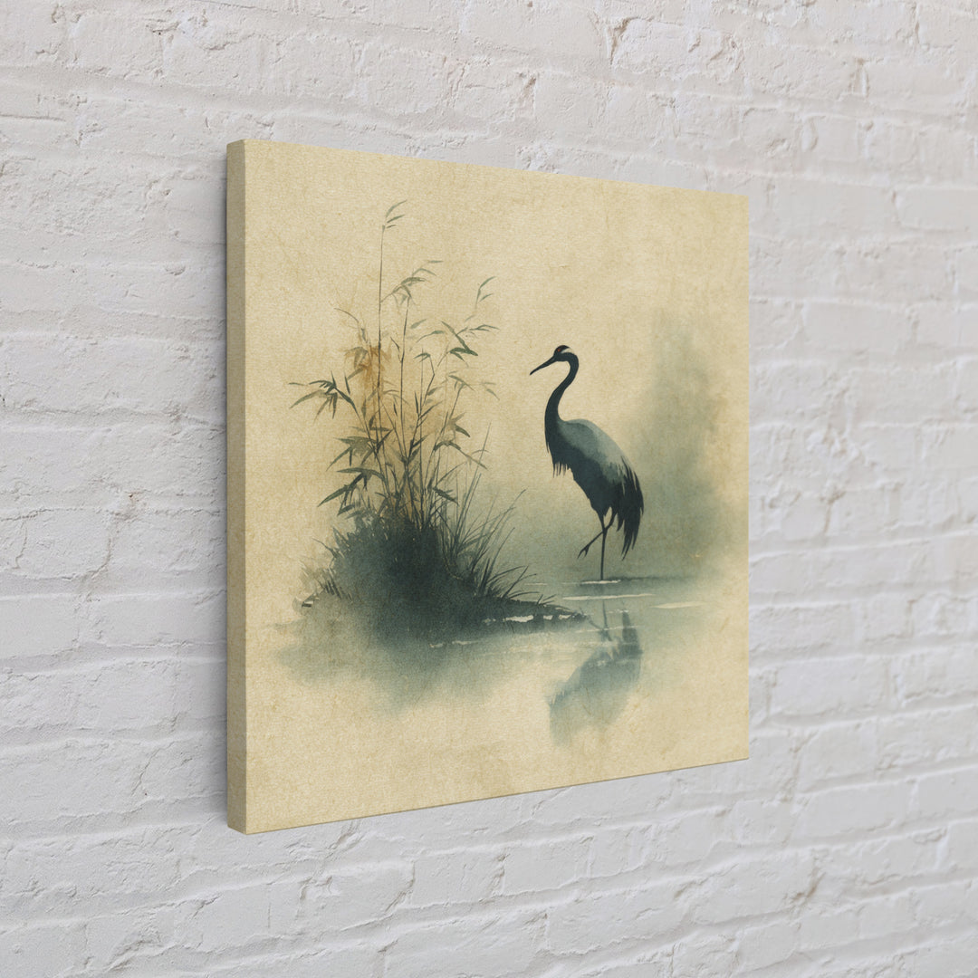 Monochrome Ink Crane Composition Framed Canvas Print, Wall Art, Wood Wall Art, Living Room Decor, Abstract Art, WAL-1x1-72