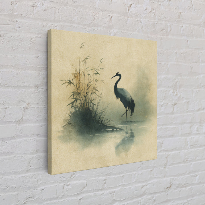 Monochrome Ink Crane Composition Framed Canvas Print, Wall Art, Wood Wall Art, Living Room Decor, Abstract Art, WAL-1x1-72