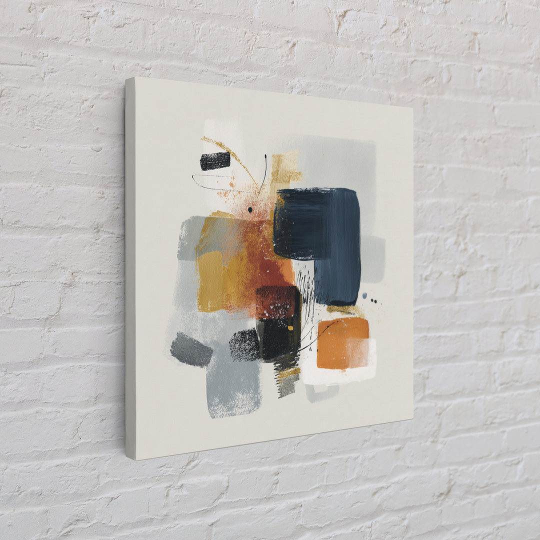 Statement Abstract with Bold Layered Brushwork Framed Canvas Print, Wall Art, Home Decor, Living Room Decor, Abstract Art, WAL-1x1-73