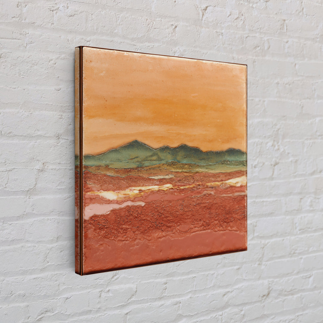 Desert Landscape in Warm Terracotta Tones Framed Canvas Print, Wall Art, Boho Decor, Living Room Decor, Fine Art, WAL-1x1-79