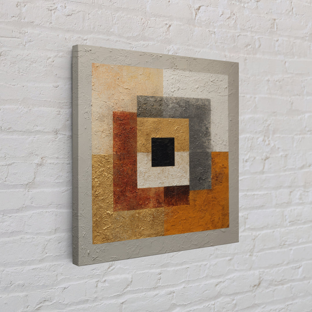 Mid Century Color Block Composition Framed Canvas Print, Wall Art, Wood Wall Art, Living Room Decor, Abstract Art, WAL-1x1-84