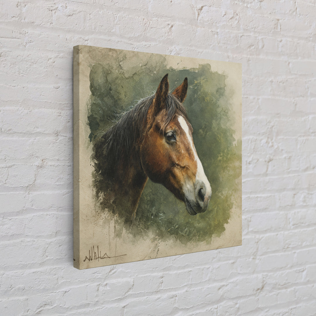 Wild Horse Portrait Canvas Print, Wall Art, Minimalist Decor, Living Room Decor, Fine Art, Wall Art Prints, Mid Century Modern, WAL-1x1-85