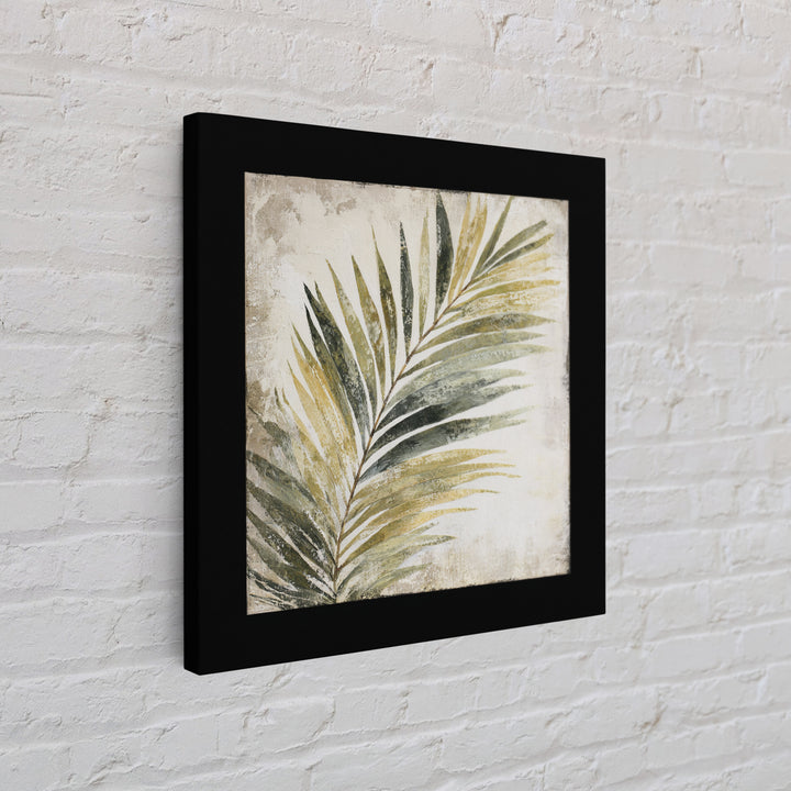 Tropical Palm Leaf Painting Framed Canvas Print, Wall Art, Minimalist Decor, Living Room Decor, Oil Painting, WAL-1x1-88