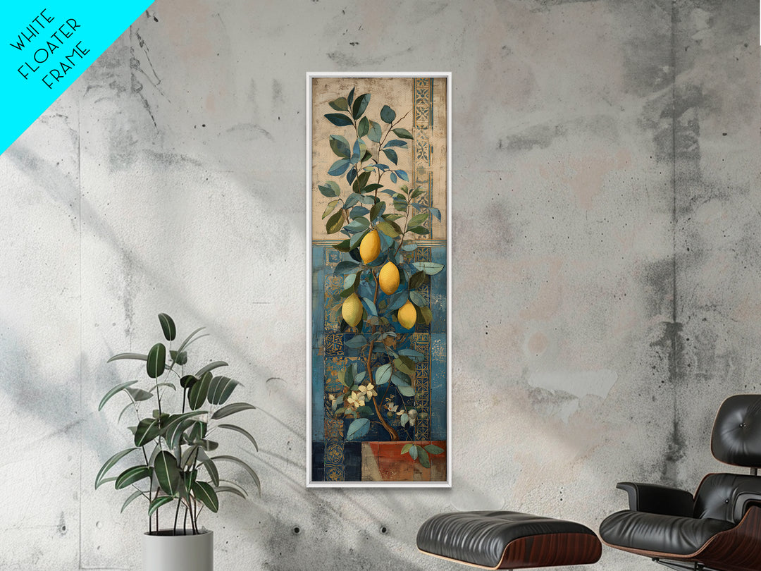 Mediterranean Lemon Branch Still Life Canvas Print, Wall Art, Textured Wall Art, Living Room Decor, Watercolor Art, WAL-1x3-10