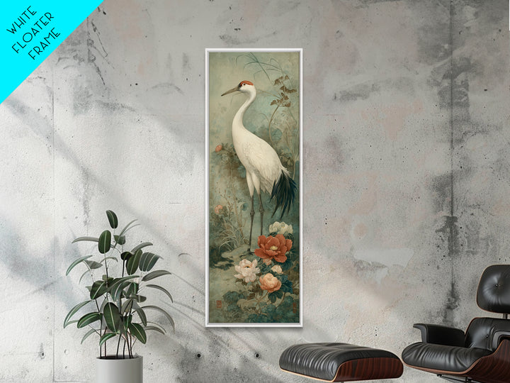 Monochrome Ink Crane Composition Framed Canvas Print, Wall Art, Art Print, Living Room Decor, Fine Art, Wall Hanging, WAL-1x3-36