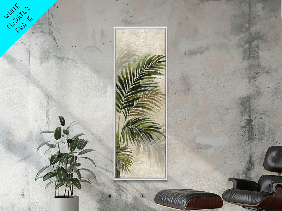 Tropical Palm Leaf Painting Framed Canvas Print, Wall Art, Minimalist Decor, Living Room Decor, Oil Painting, WAL-1x3-4