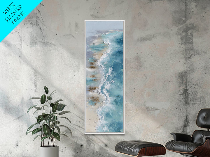 Coastal Aerial Water Study Framed Canvas Print, Wall Art, Home Decor Gift, Living Room Decor, Fine Art, Neutral Decor, WAL-1x3-47