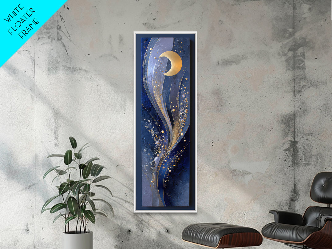 Celestial Moon and Stars Artwork Framed Canvas Print, Wall Art, Fine Art Print, Living Room Decor, Fine Art, WAL-1x3-50