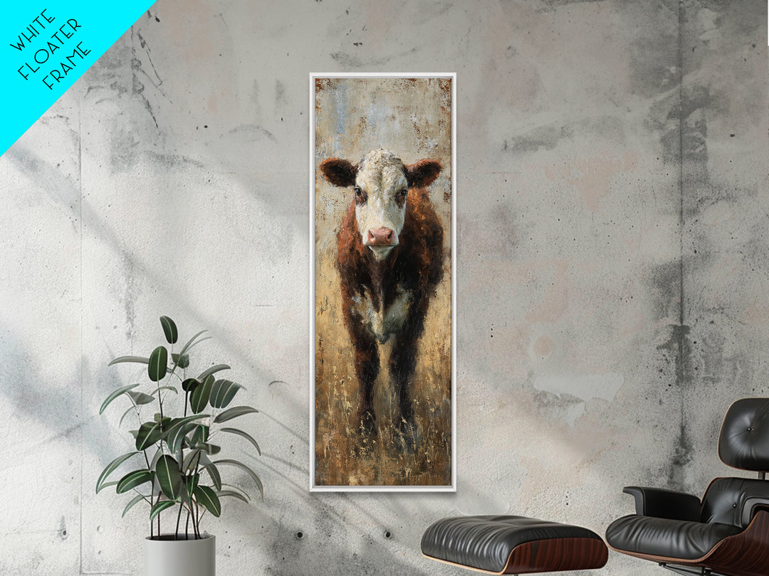 Rustic Farmhouse Cow Portrait Canvas Print, Wall Art, Framed Wall Art, Living Room Decor, Fine Art, Fine Art Print, WAL-1x3-55