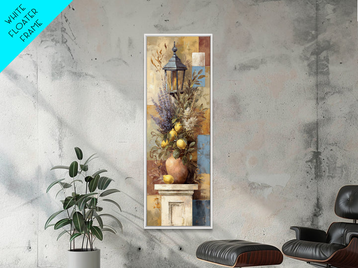 Mediterranean Lemon Branch Still Life Framed Canvas Print, Wall Art, Abstract Wall Art, Living Room Decor, Fine Art, WAL-1x3-58