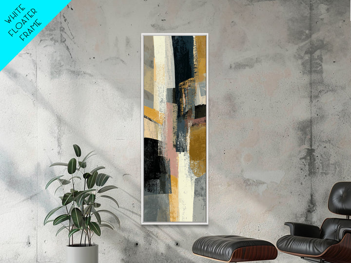 Statement Abstract with Bold Layered Brushwork Framed Canvas Print, Wall Art, Wall Decor, Living Room Decor, Abstract Art, WAL-1x3-61