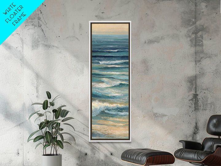 Coastal Aerial Water Study Framed Canvas Print, Wall Art, Gallery Decor, Living Room Decor, Fine Art, Home Decor, WAL-1x3-71