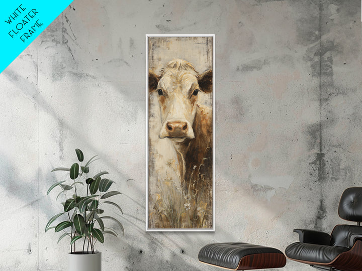 Rustic Farmhouse Cow Portrait Framed Canvas Print, Wall Art, Prints Wall Art, Living Room Decor, Fine Art, Textured Painting, WAL-1x3-79