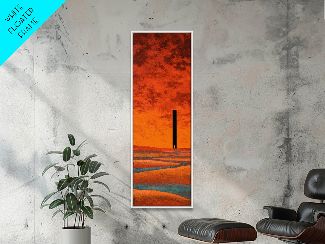 Desert Landscape in Warm Terracotta Tones Framed Canvas Print, Wall Art, Boho Decor, Living Room Decor, Fine Art, WAL-1x3-91