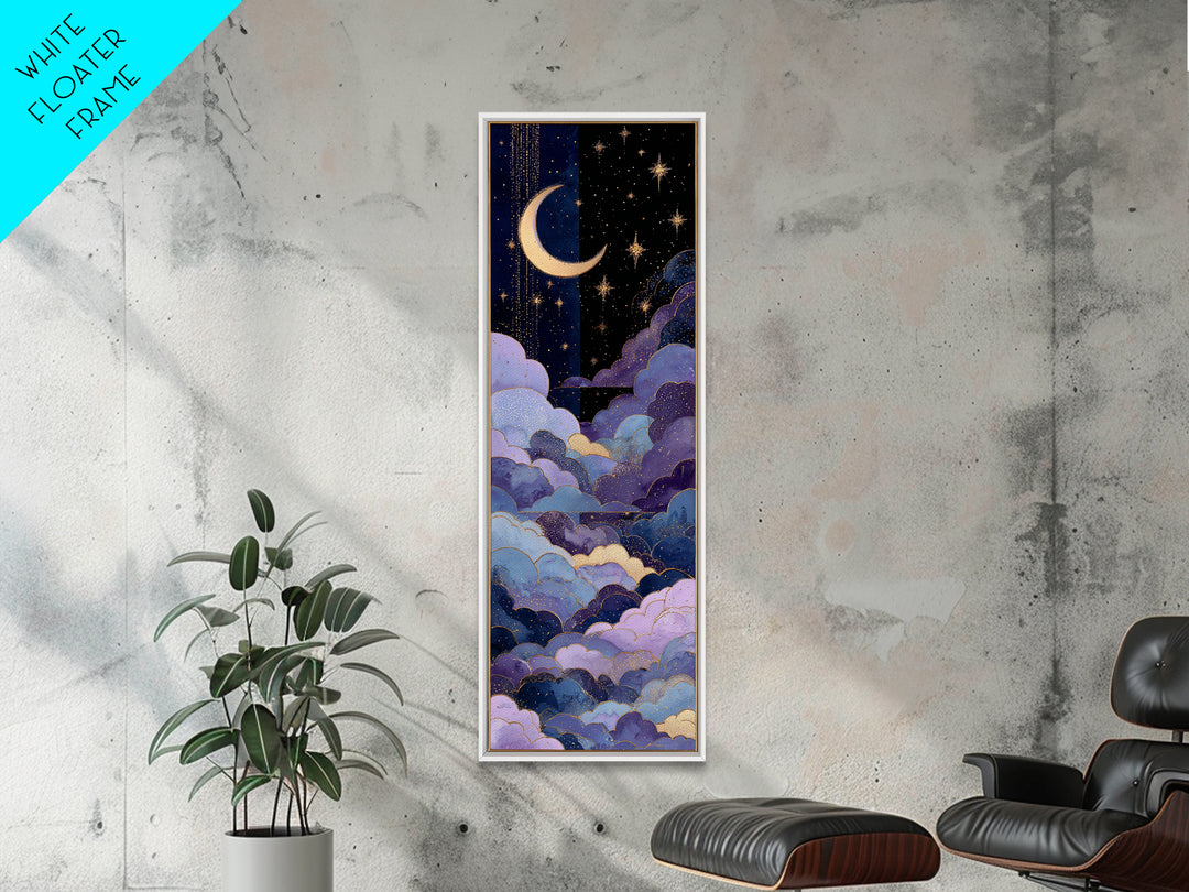 Celestial Moon and Stars Artwork Canvas Print, Wall Art, Textured Painting, Living Room Decor, Fine Art, Wall Hangings, WAL-1x3-98