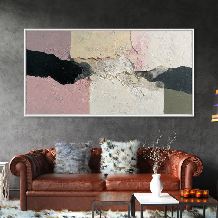 Luxury Neutral Plaster Texture Abstract Framed Canvas Print, Wall Art, Original Art, Living Room Decor, Abstract Art, WAL-2x1-11