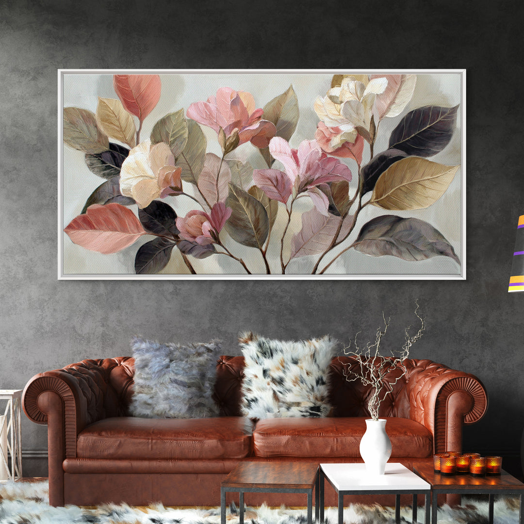 Large Botanical Print Canvas Print, Wall Art, Textured Painting, Living Room Decor, Fine Art, Wall Hangings, WAL-2x1-22