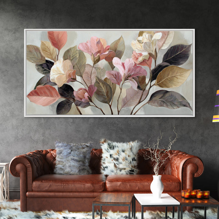 Large Botanical Print Canvas Print, Wall Art, Textured Painting, Living Room Decor, Fine Art, Wall Hangings, WAL-2x1-22