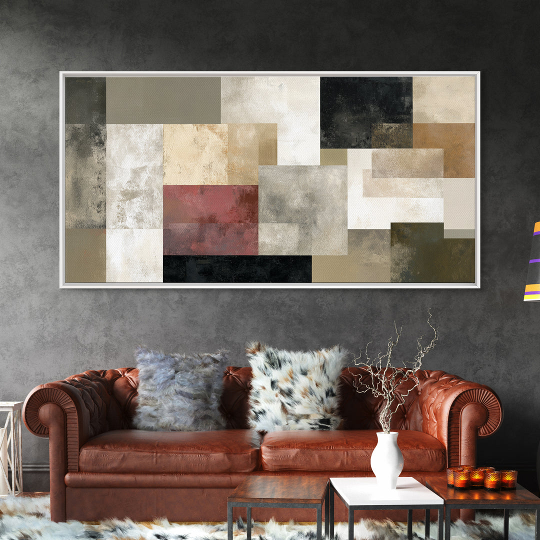 Modern Geometric Composition for Living Spaces Framed Canvas Print, Wall Art, Minimalist Decor, Living Room Decor, Fine Art, WAL-2x1-24