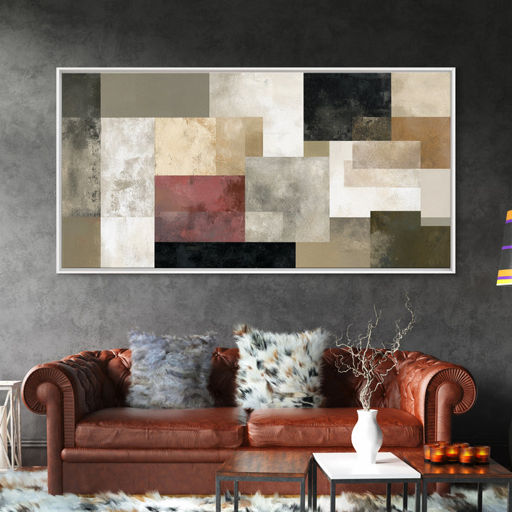 Modern Geometric Composition for Living Spaces Framed Canvas Print, Wall Art, Minimalist Decor, Living Room Decor, Fine Art, WAL-2x1-24