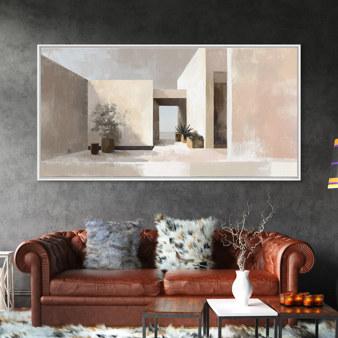 Black and White Architectural Study Framed Canvas Print, Wall Art, Contemporary Art, Living Room Decor, Fine Art, WAL-2x1-28