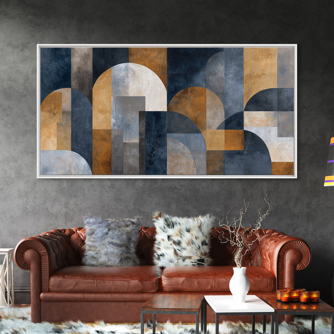 Luxury Neutral Plaster Texture Abstract Framed Canvas Print, Wall Art, Living Room Decor, Abstract Art, Metal Wall Art, WAL-2x1-35