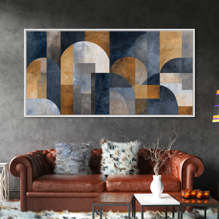 Luxury Neutral Plaster Texture Abstract Framed Canvas Print, Wall Art, Living Room Decor, Abstract Art, Metal Wall Art, WAL-2x1-35