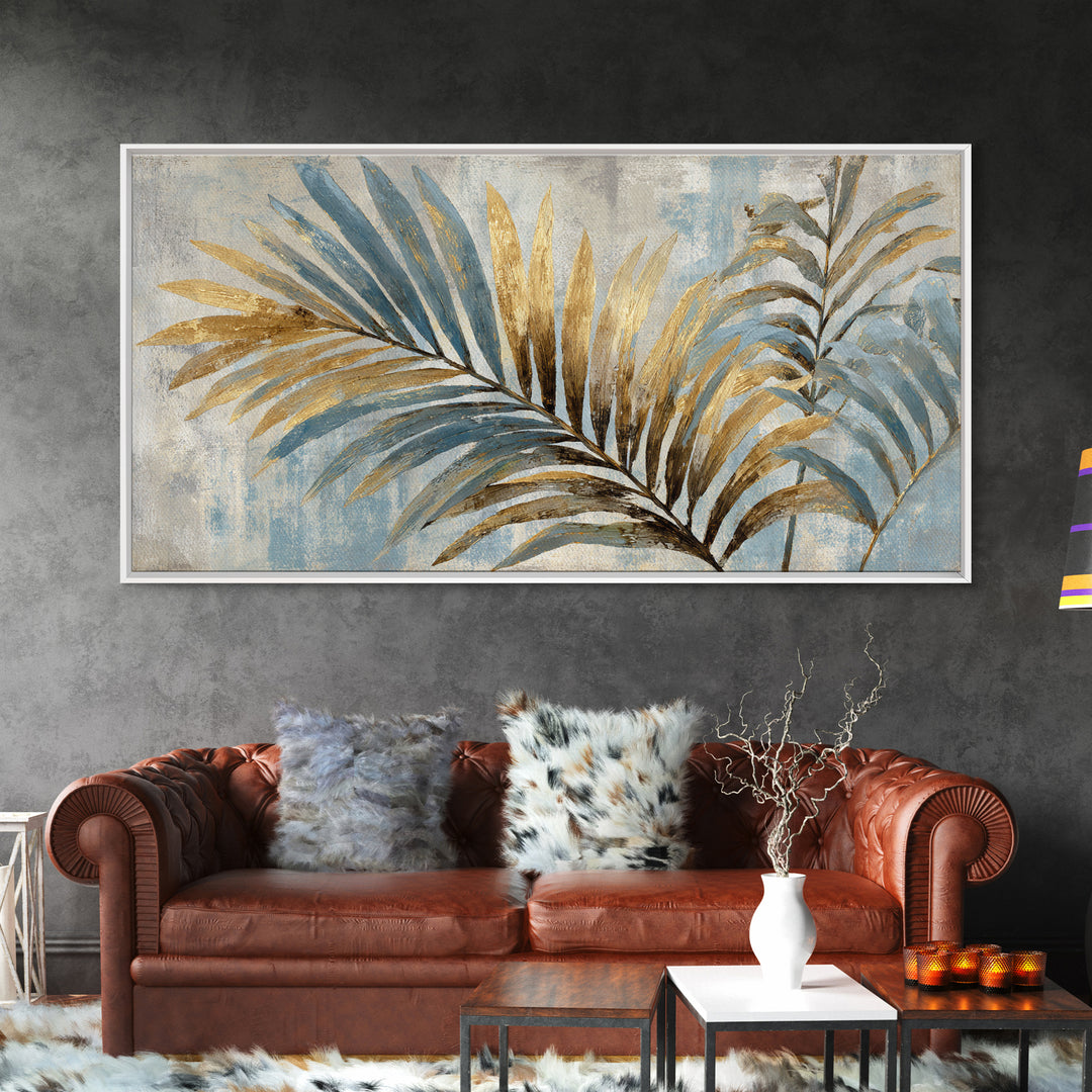 Tropical Palm Leaf Painting Canvas Print, Wall Art, Home Decor, Living Room Decor, Fine Art, Digital Wall Art, WAL-2x1-36