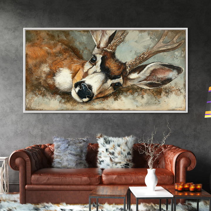 Whimsical Animal Portrait Framed Canvas Print, Wall Art, Printable Wall Art, Living Room Decor, Fine Art, Original Art, WAL-2x1-43