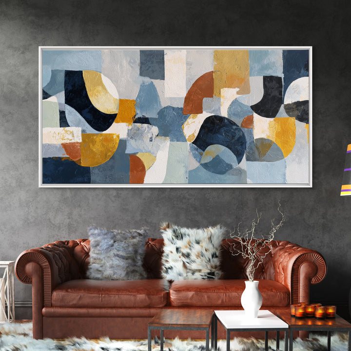 Statement Abstract with Bold Layered Brushwork Framed Canvas Print, Wall Art, Metal Wall Art, Living Room Decor, Fine Art, WAL-2x1-45
