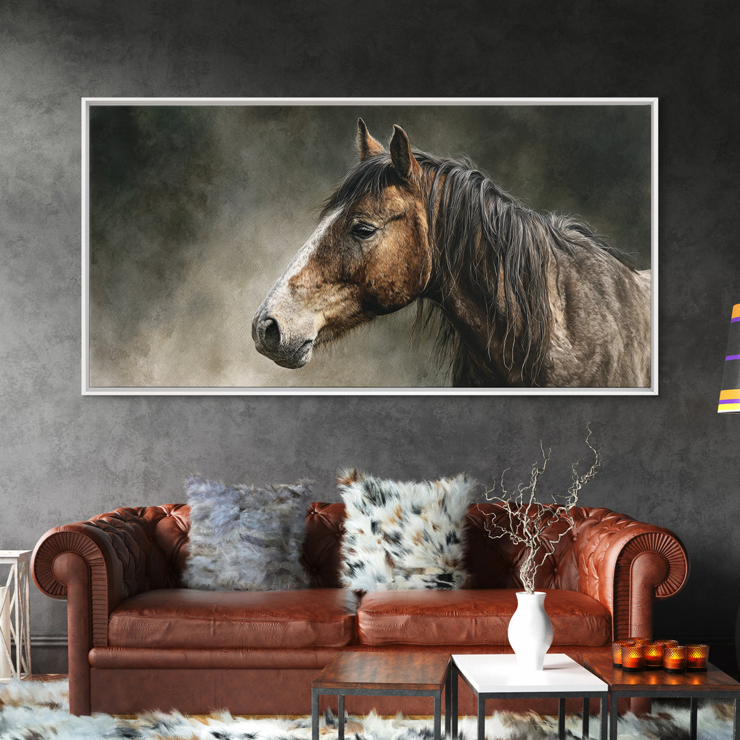 Wild Horse Portrait Canvas Print, Wall Art, Canvas, Living Room Decor, Oil Painting, Canvas Wall Art, Abstract Art, WAL-2x1-57