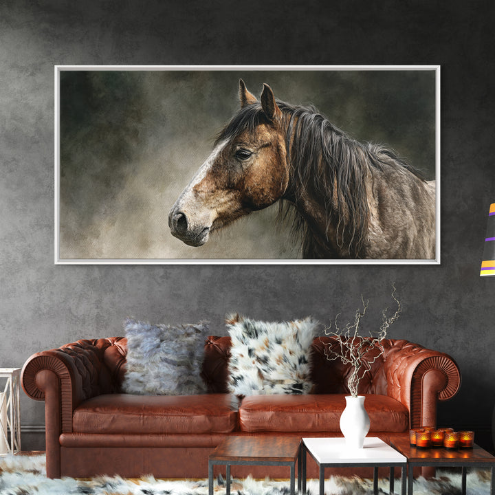 Wild Horse Portrait Canvas Print, Wall Art, Canvas, Living Room Decor, Oil Painting, Canvas Wall Art, Abstract Art, WAL-2x1-57
