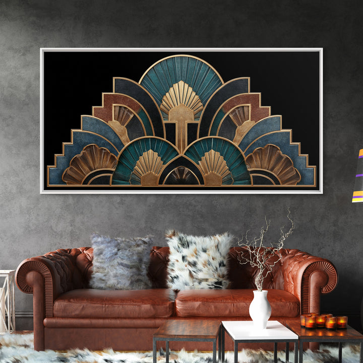 Art Deco Gold Fan Pattern Canvas Print, Wall Art, Printable Wall Art, Living Room Decor, Fine Art, Original Art, WAL-2x1-64