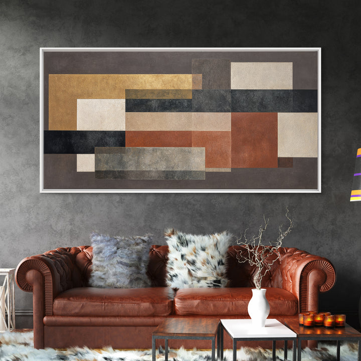 Modern Geometric Composition for Living Spaces Framed Canvas Print, Wall Art, Canvas, Living Room Decor, Abstract Art, WAL-2x1-72
