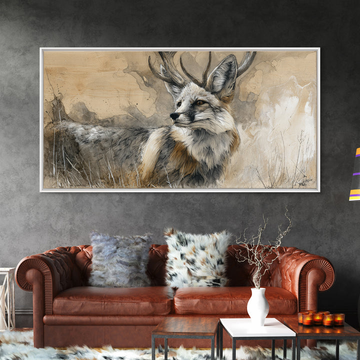 Whimsical Animal Portrait Framed Canvas Print, Wall Art, Wall Art Prints, Living Room Decor, Fine Art, Abstract Art, WAL-2x1-91