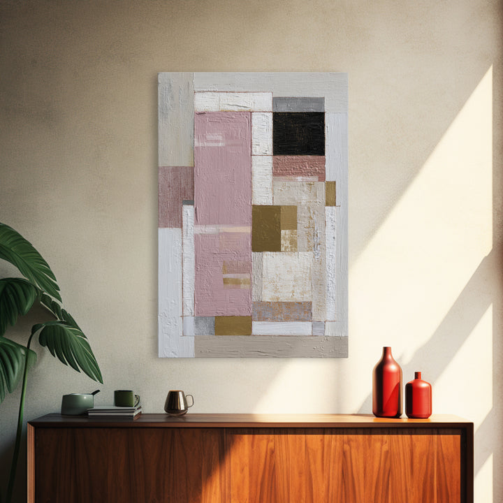 Modern Geometric Composition for Living Spaces Framed Canvas Print, Wall Art, Heart, Living Room Decor, Fine Art, WAL-2x3-12