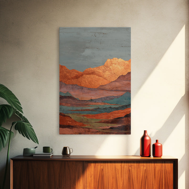 Desert Landscape in Warm Terracotta Tones Canvas Print, Wall Art, Minimalist Decor, Living Room Decor, Oil Painting, WAL-2x3-15