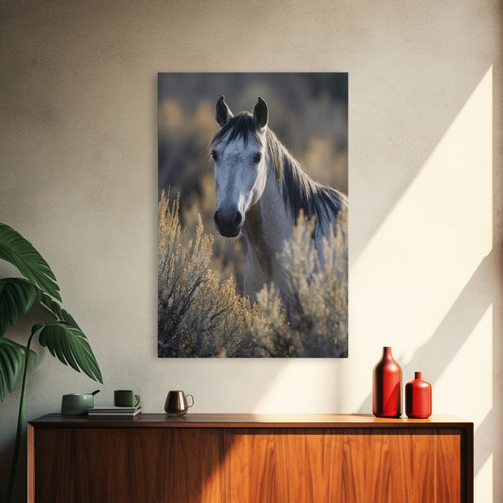 Wild Horse Portrait Framed Canvas Print, Wall Art, Heart, Living Room Decor, Fine Art, Home Decor Gift, Original Art, WAL-2x3-21