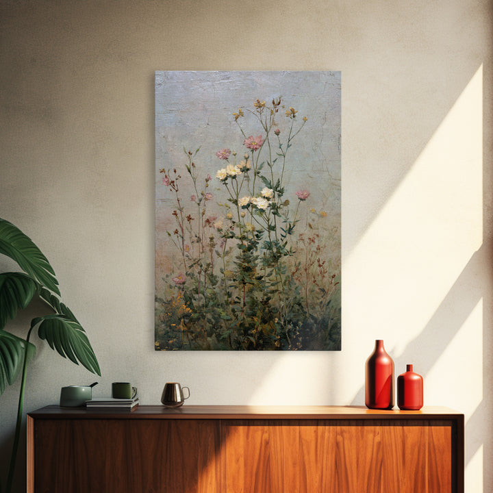 Impressionist Meadow of Wildflowers Framed Canvas Print, Wall Art, Printable Wall Art, Living Room Decor, Oil Painting, WAL-2x3-25