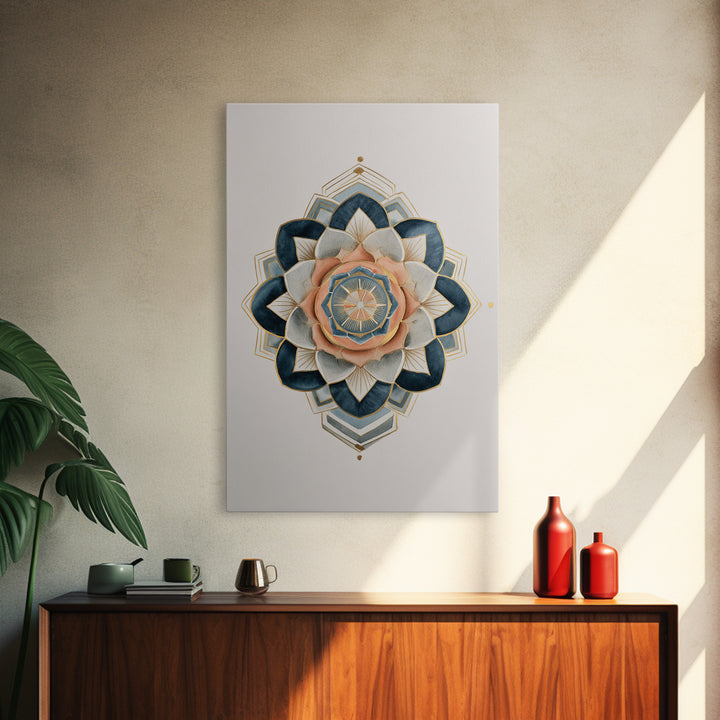 Sacred Geometry Mandala Canvas Print, Wall Art, Wall Hangings, Living Room Decor, Watercolor Art, Framed Wall Art, WAL-2x3-29