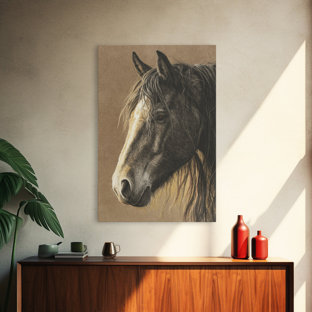 Wild Horse Portrait Canvas Print, Wall Art, Metal Wall Art, Living Room Decor, Fine Art, Digital Print, Wood Wall Art, WAL-2x3-45