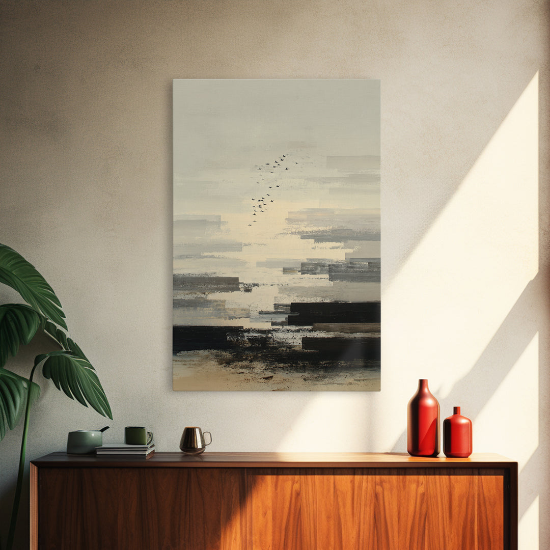 Luxury Neutral Plaster Texture Abstract Framed Canvas Print, Wall Art, Mid Century Modern, Living Room Decor, Fine Art, WAL-2x3-47