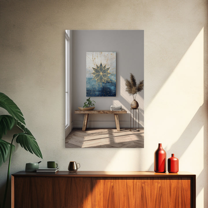 Sacred Geometry Mandala Framed Canvas Print, Wall Art, Wall Art for Mom, Living Room Decor, Oil Painting, Prints Wall Art, WAL-2x3-53