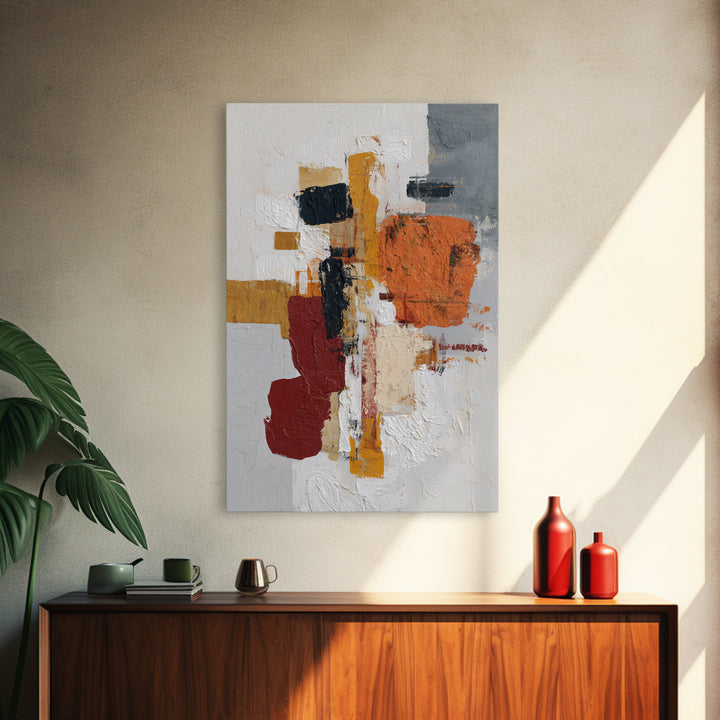 Statement Abstract with Bold Layered Brushwork Canvas Print, Wall Art, Framed Wall Art, Living Room Decor, Fine Art, WAL-2x3-57