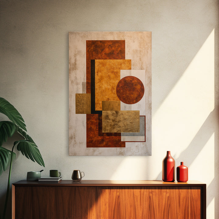Modern Geometric Composition for Living Spaces Framed Canvas Print, Wall Art, Canvas, Living Room Decor, Abstract Art, WAL-2x3-60